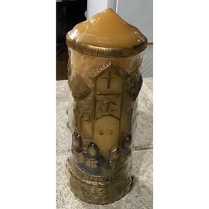 Vintage 3D Hand Painted Luminaire Collection Silent Night (9”) Pillar Candle